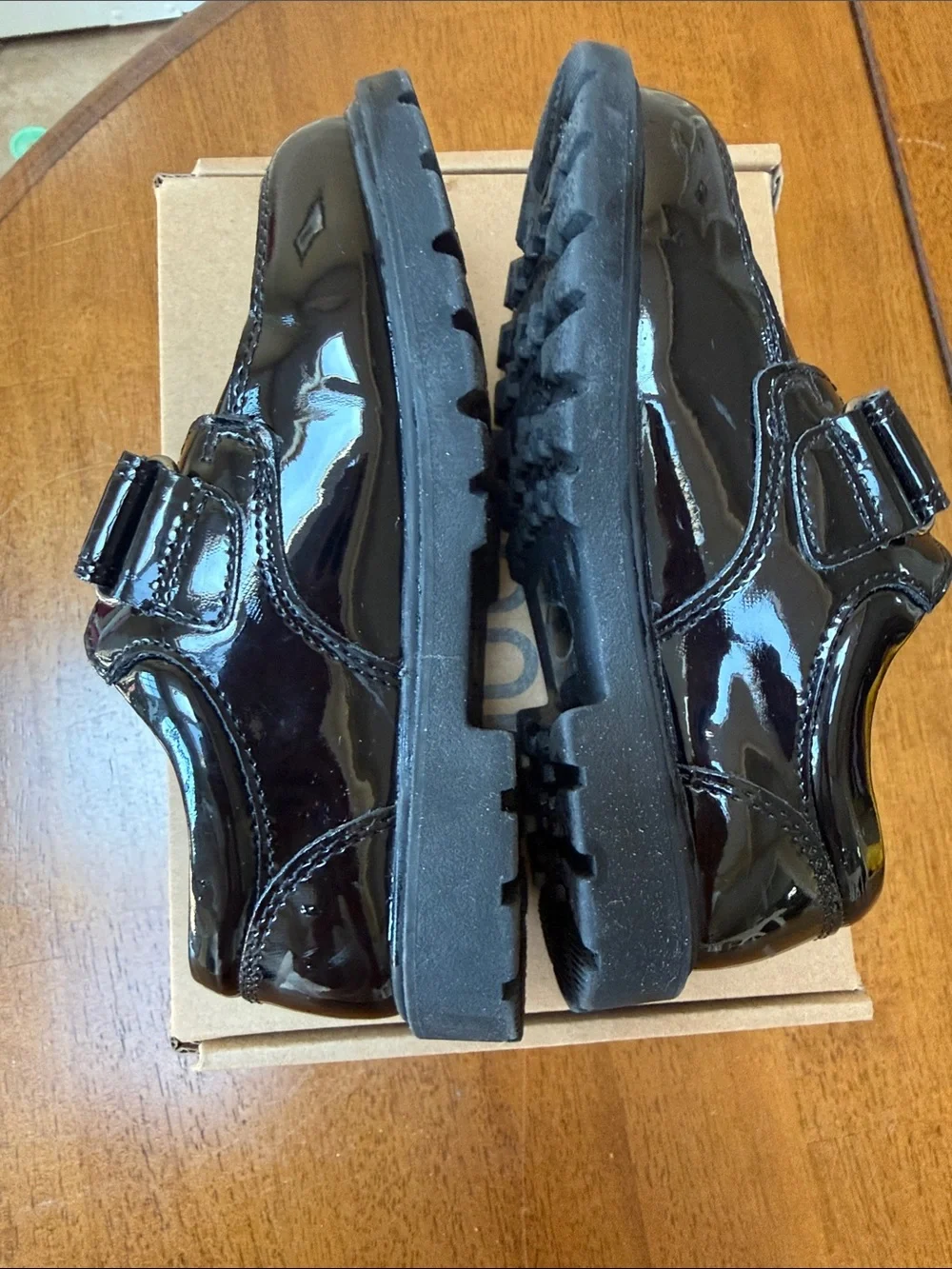 Kids Black Patent Leather Hook & Loop Dress Loafers